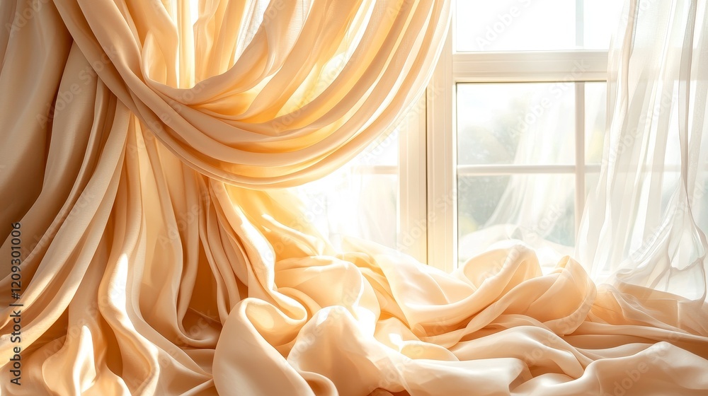 Aufkleber soft, flowing folds of elegant fabric in neutral tones create a serene studio background ideal for p