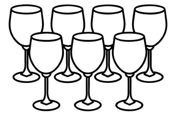 Abstract Wine Glasses Line Drawing Set