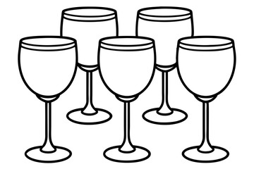 Abstract Wine Glasses Line Drawing Set
