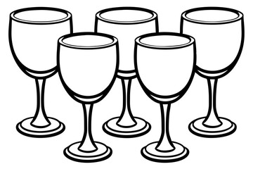 Abstract Wine Glasses Line Drawing Set