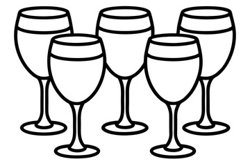 Abstract Wine Glasses Line Drawing Set