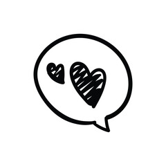 Doodle of speech bubble with hearts. Perfect for love, romance, messages, communication, and cute designs.