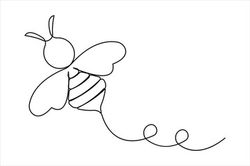 Honey bee continuous one line art drawing of vector