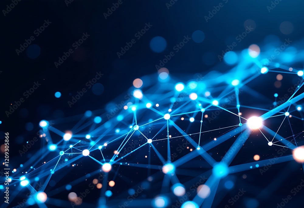 Poster abstract blue network connection background image