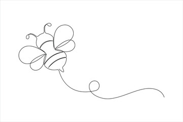 Honey bee continuous one line art drawing of vector