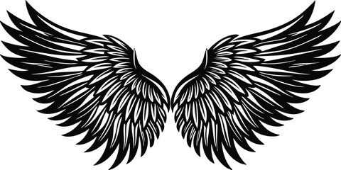 Obraz premium Set of Silhouette Eagle Wings Illustration Art