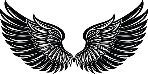 Obraz premium Set of Silhouette Eagle Wings Illustration Art