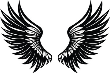 Obraz premium Set of Silhouette Eagle Wings Illustration Art