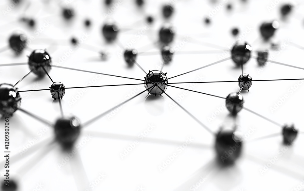 Aufkleber Abstract network connection; nodes and lines.