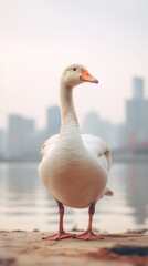 Fototapeta premium A chinese goose animal bird reflection