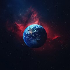 Obraz premium Earth from Space: A Celestial View of Our Planet Against a Nebula