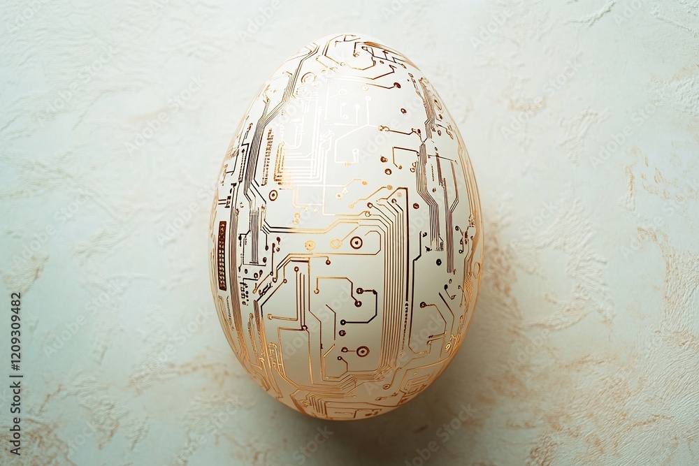 Poster this card features a modern easter egg design blending abstract artistry with circuit board patterns