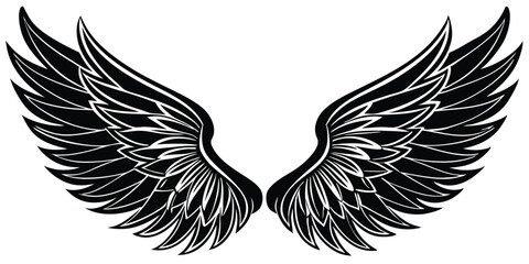 Obraz premium Bird wings silhouette set. Wing flat illustration