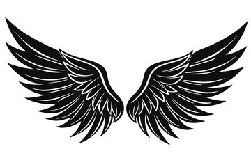 Fototapeta premium Bird wings silhouette set. Wing flat illustration