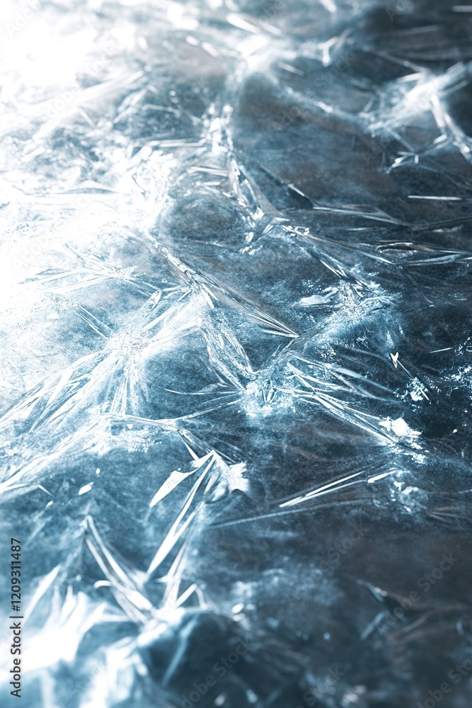 Poster an abstract background showcases a glowing ice-like texture with soft blue and white reflections. th
