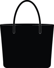 tote bag silhouette, black tote bag icon vector