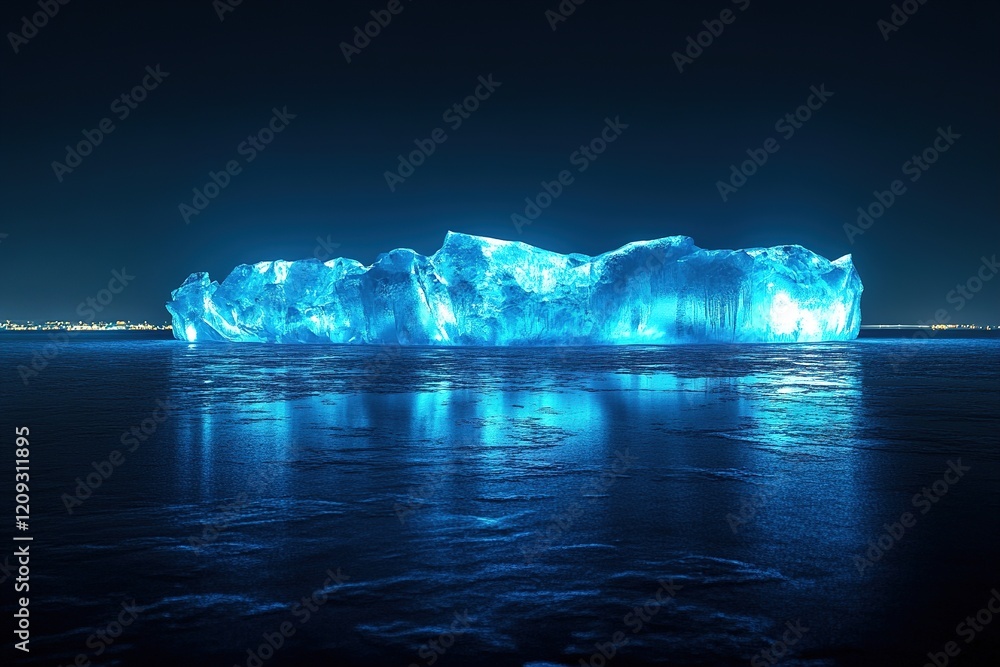 Poster a serene and calming abstract background showcases a glowing ice-like texture illuminated by soft bl