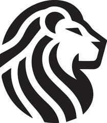 Simple lion logo on black and white background