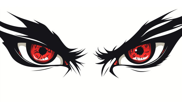 Ninja eyes logo vector design, simple and minimalistic style, white background, 2d flat style