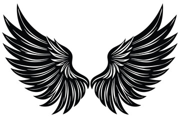 A Wings Silhouette black Vector isolated on a white background