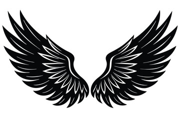 Obraz premium A Wings Silhouette black Vector isolated on a white background