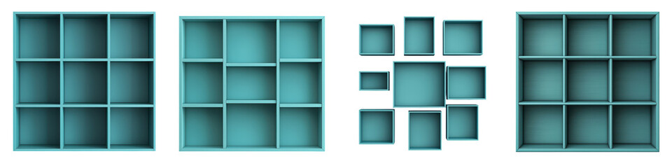 Empty Minimalist Geometric Cubical Shelf for Product Display Mockup  Clean simple and organized wall mounted storage solution in various sizes perfect for showcasing merchandise