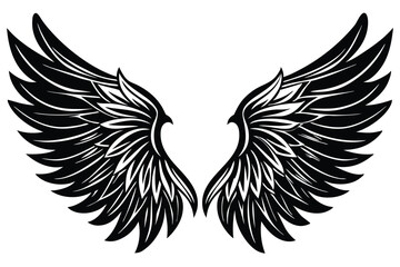 Obraz premium A Wings Silhouette black Vector isolated on a white background