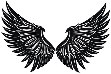 Fototapeta premium A Wings Silhouette black Vector isolated on a white background