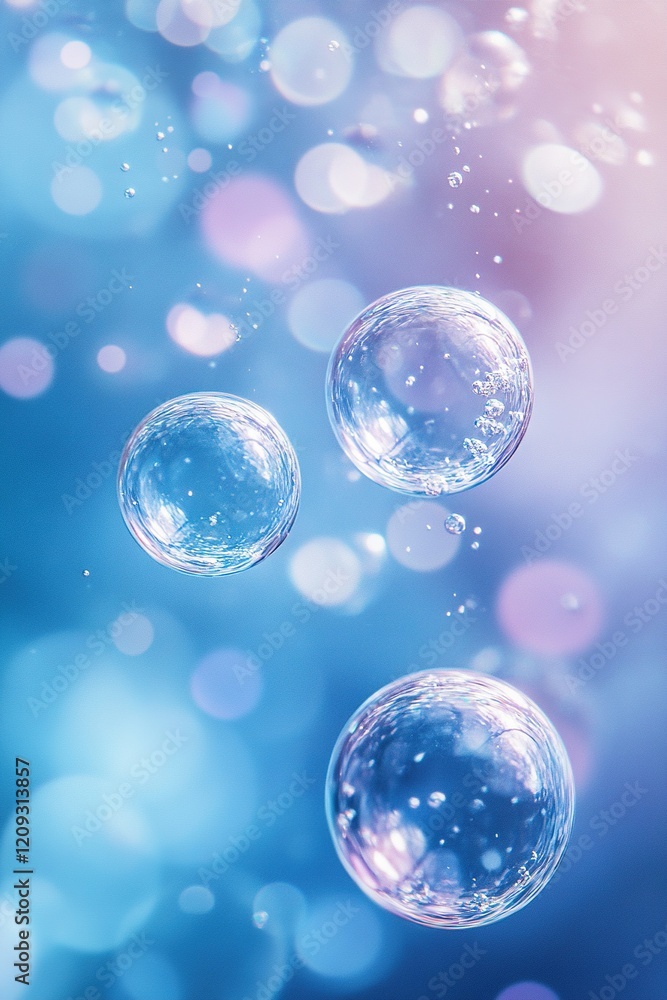 Poster soft light beams filter through water, illuminating floating bubbles in a tranquil underwater scene.