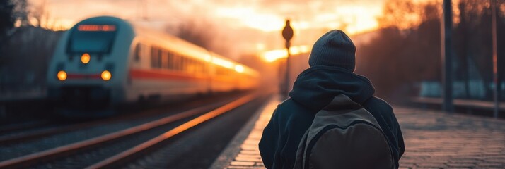 Watching the train depart while contemplating love and change at twilight