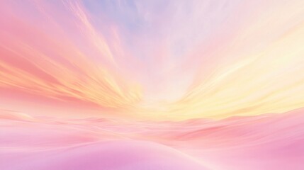 A serene pastel sky at dawn, blending soft pinks and yellows for a calming landscape.