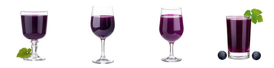 Vibrant Purple Fruit Juice or Cocktail in Elegant Glassware on Rustic Wooden Table