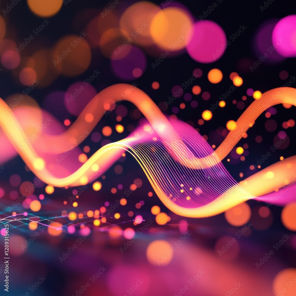 Poster high-tech scatter plots glowing with live business data streams