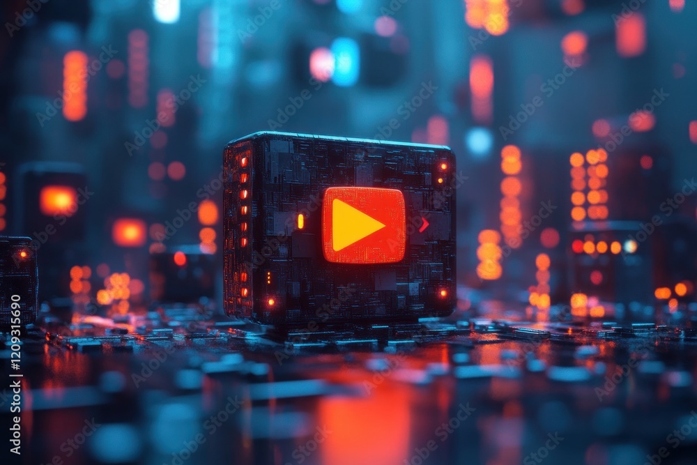 Poster video app ui template for streaming and multimedia services with play button design