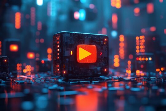 Video App UI Template for Streaming and Multimedia Services with Play Button Design