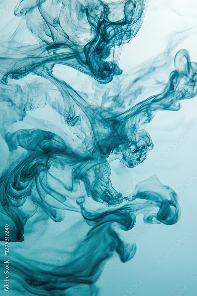 Poster dynamic water swirls flow gracefully across a smooth gradient, transitioning from light blue to deep