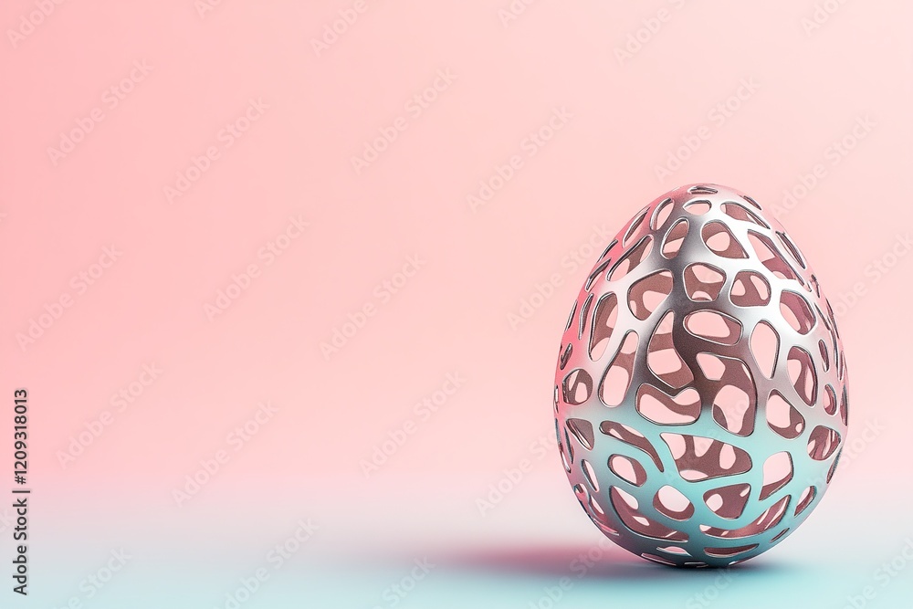 Poster a stunning easter card showcases a 3d-printed egg adorned with futuristic patterns, nestled against 