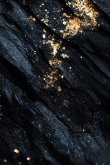 Dark Elegance: Gold Dust on Black Rock Texture