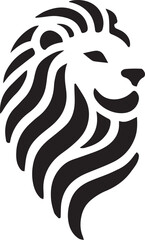 Simple lion logo on black and white background
