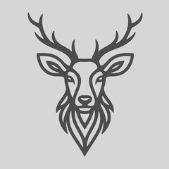 Naklejka premium Deer Head Line Art Vector Illustration Design