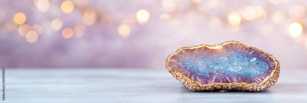 Poster vibrant geode ring showcasing stunning colors and unique patterns on a minimalistic surface