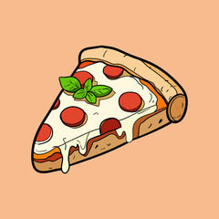 Pizza Slice Vector Cartoon Illustration