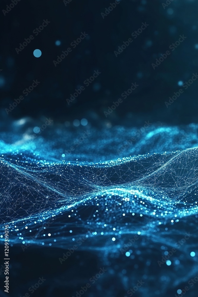 Poster a mesmerizing display of abstract water patterns ripples in shades of blue and teal, illuminated by 