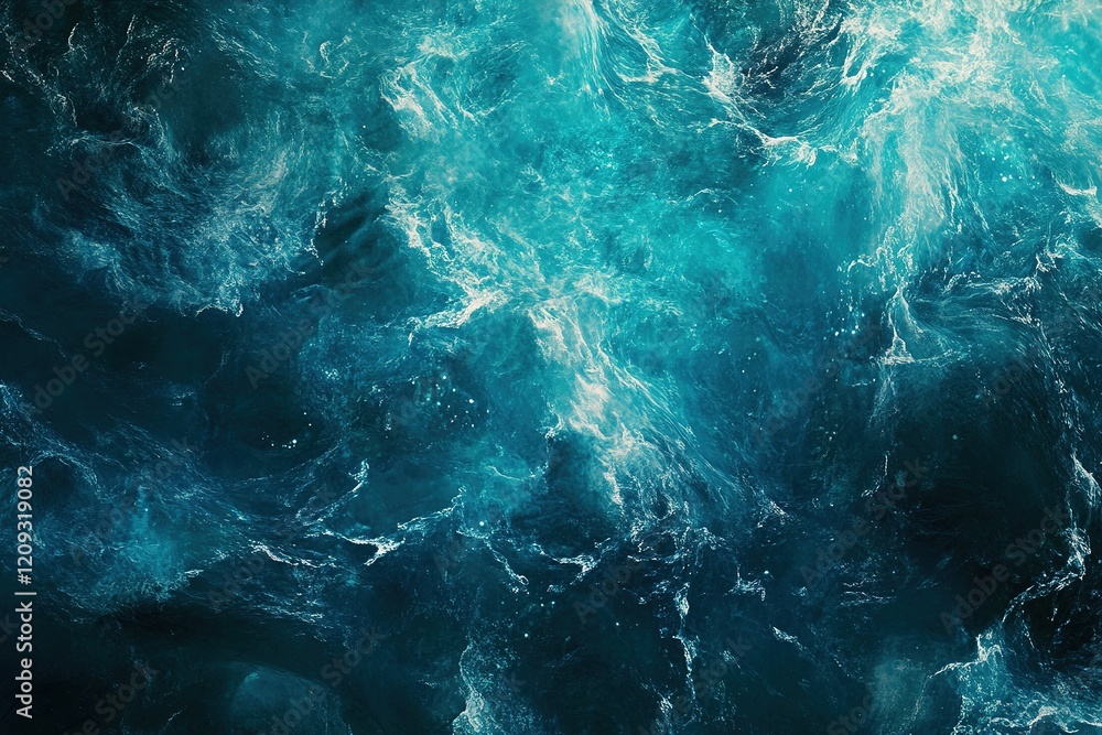 Poster this abstract background features dynamic blue and teal digital waves with glowing light patterns, c