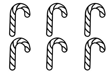 Candy Cane Line Art Collection - Vector Set