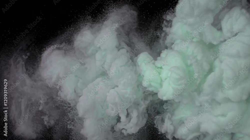 Poster mystical green and white smoke swirls in mesmerizing patterns creating a captivating visual display 