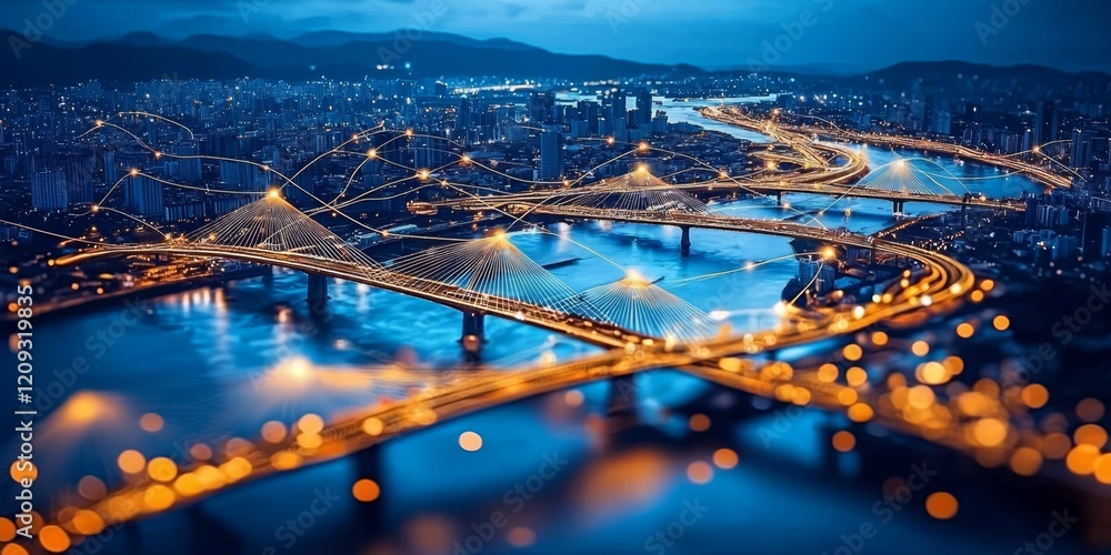 Poster mesmerizing visualization of modern infrastructure and connectivity.