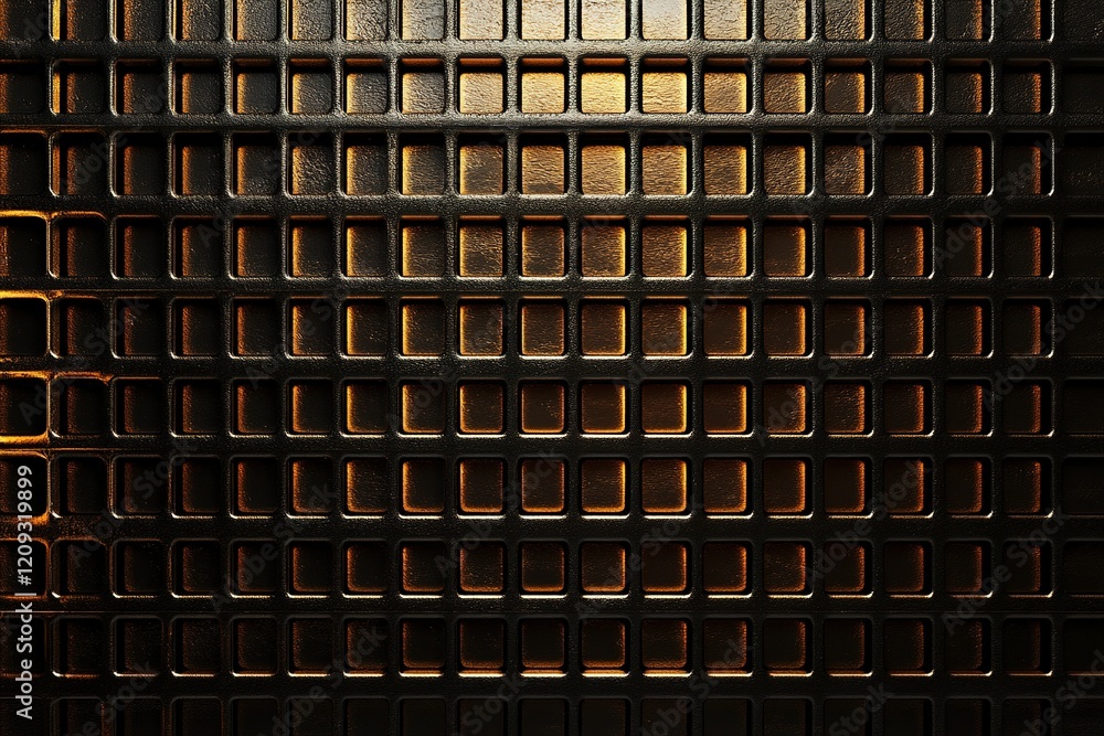 Aufkleber abstract industrial design featuring a detailed metal grid with geometric patterns. the dark backdro