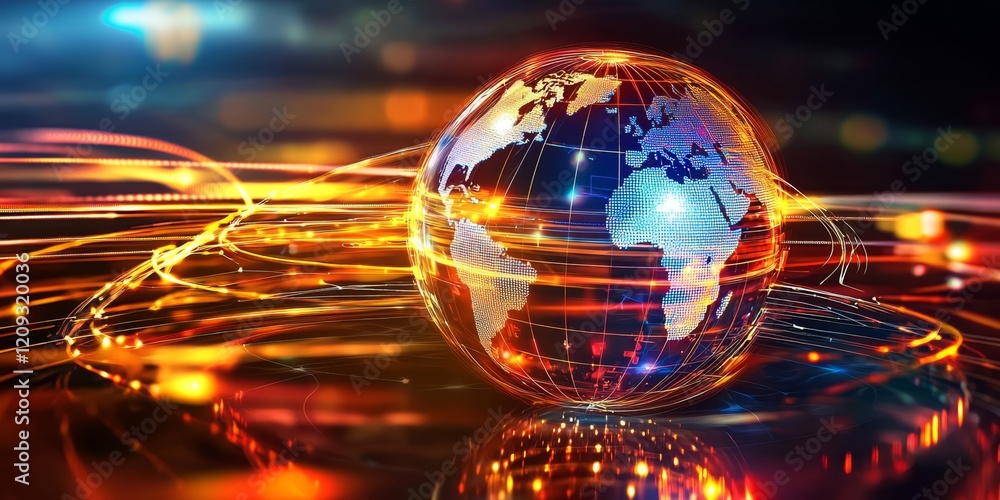 Aufkleber conceptual representation of data transfer across earth.