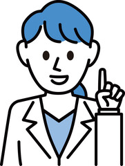 白衣を着た説明する女医